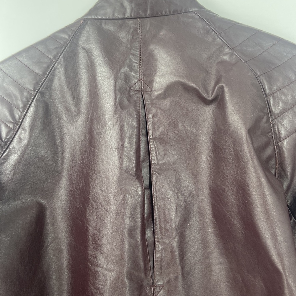 Brown leather zip front bomber jacket size 38 - Picture 10 of 16